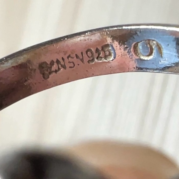 Vintage Handmade Designer Signed Sterling Silver Dotted Peridot Band Ring,Size 6 - Picture 7 of 12